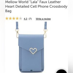 New Mellow World "Lala" Faux Leather
Heart Detailed Cell Phone Crossbody
Bag